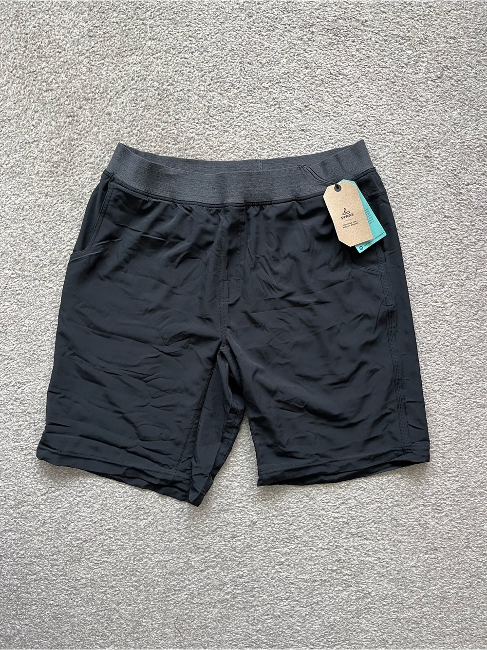 NWT Prana Super Mojo Short II Black Men's Athletic Shorts $69 retail